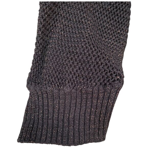 Ashley Steward Plus Sz 22/24 Brown Bronze Metallic Open Knit Pullover Lagenlook - Picture 6 of 10